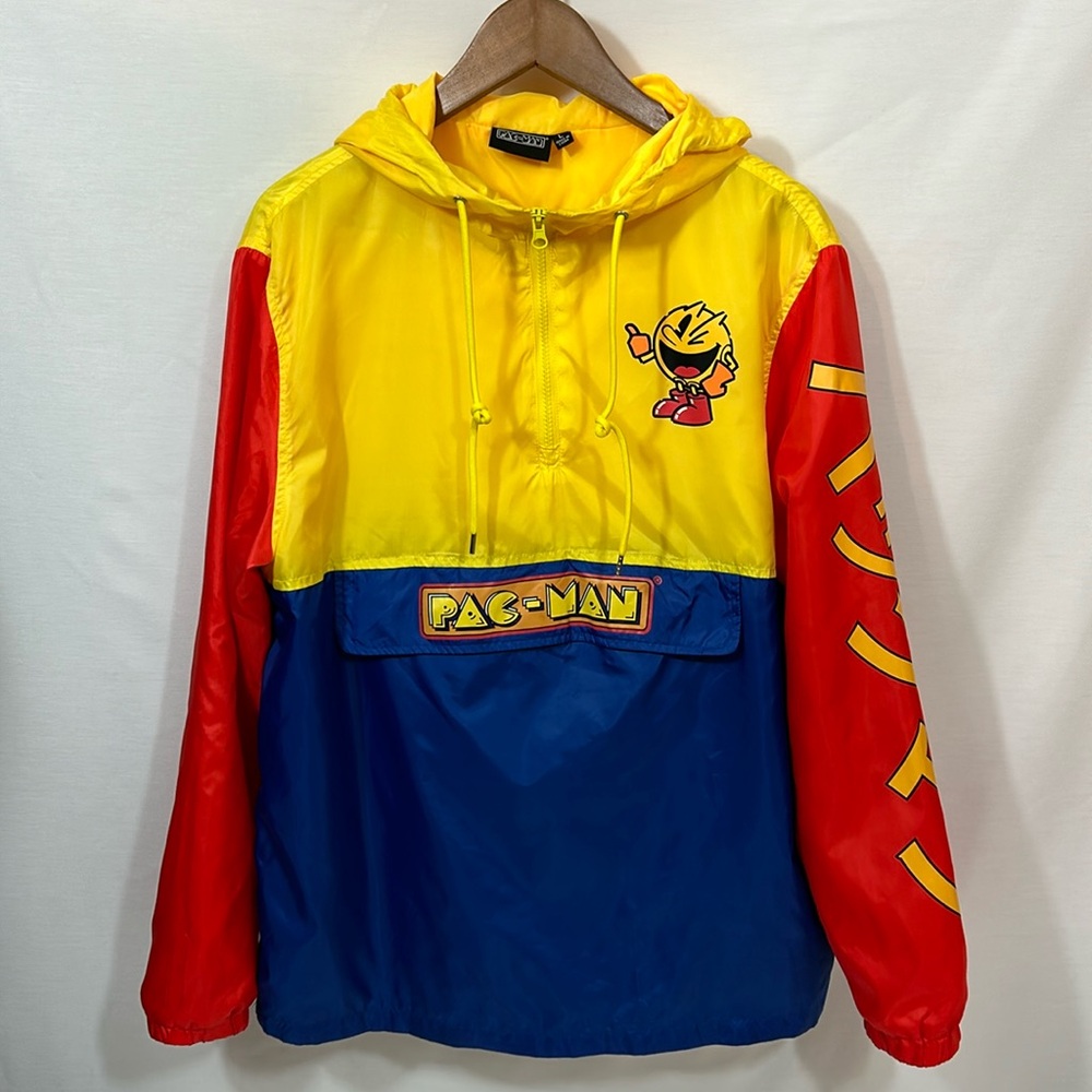 Pac-Man Color-block Pullover Hoodie Windbreaker